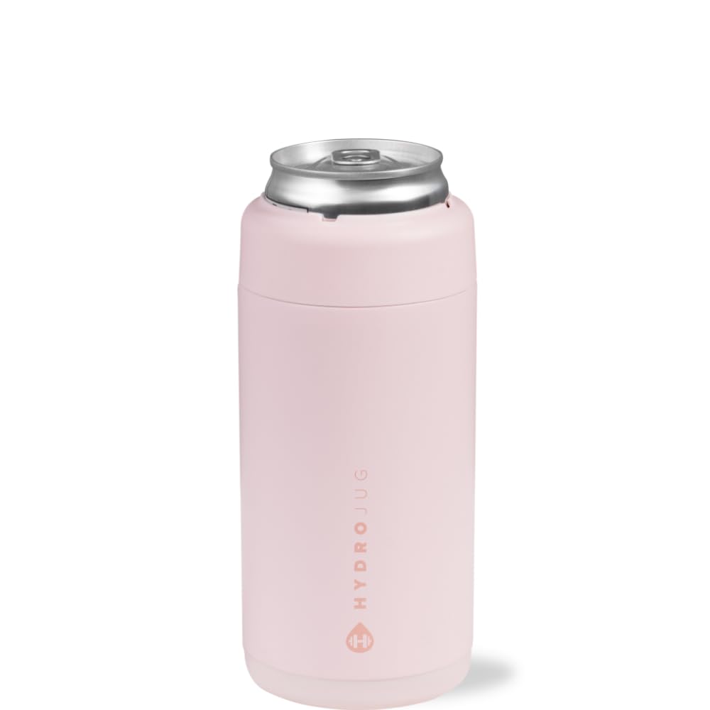 HydroJug Slim Can Cooler close-up shows insulation and secure lid for cold drinks