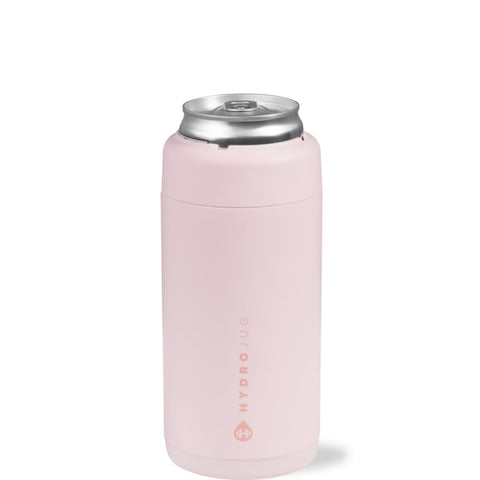 HydroJug Slim Can Cooler close-up shows insulation and secure lid for cold drinks