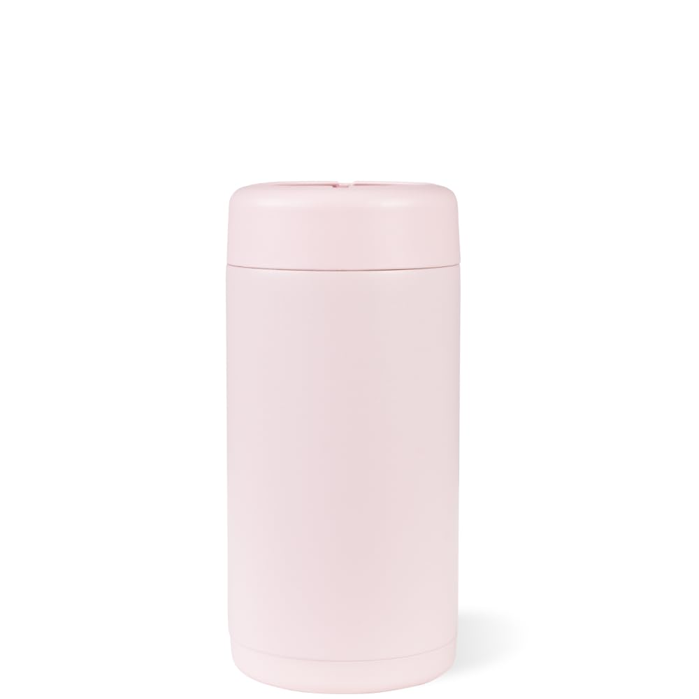 HydroJug Slim Can Cooler on a beach illustrates portability and spill protection