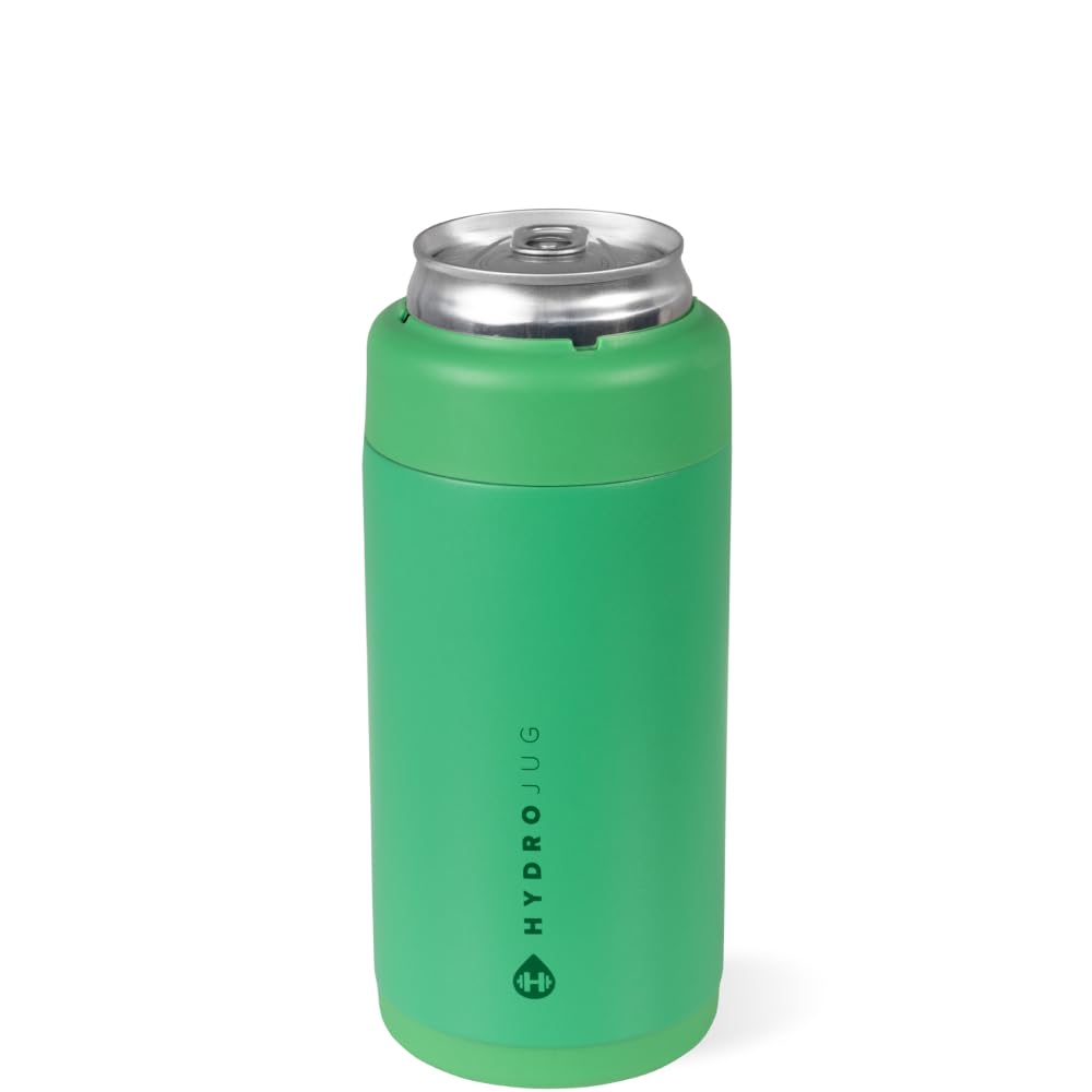 HydroJug Slim Can Cooler with closed lid for spill-free travel