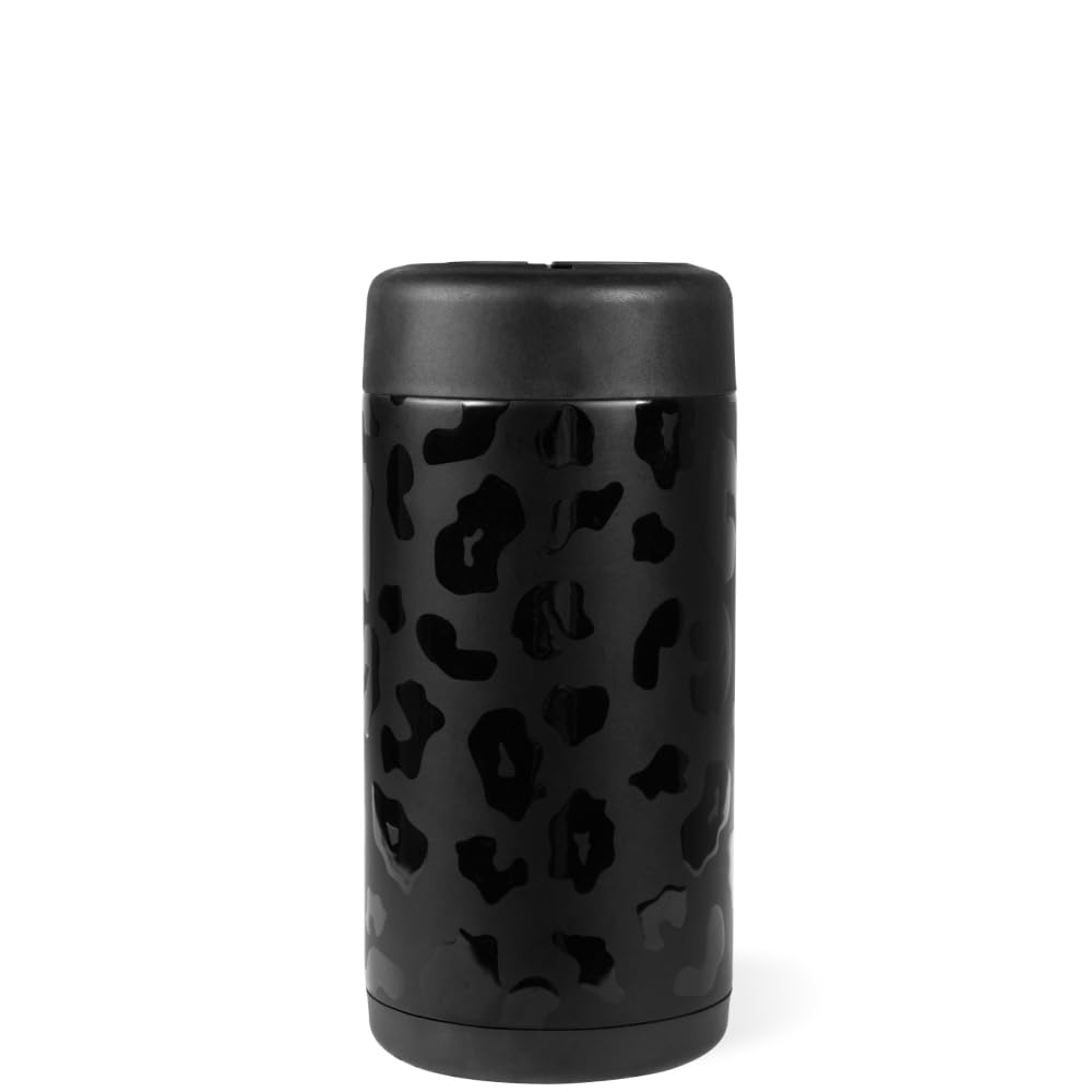 HydroJug Slim Can Cooler shows a secure screw-top lid for spill-free travel.