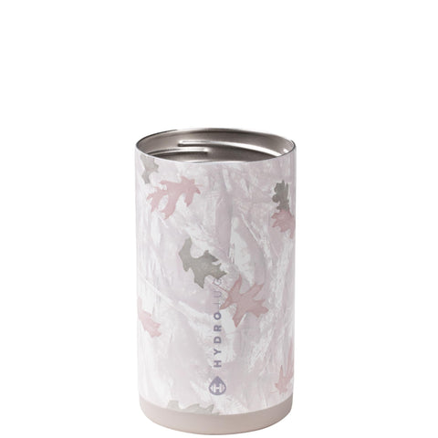 HydroJug standard can cooler camo lid close-up, secure screw-top for spill-free travels.