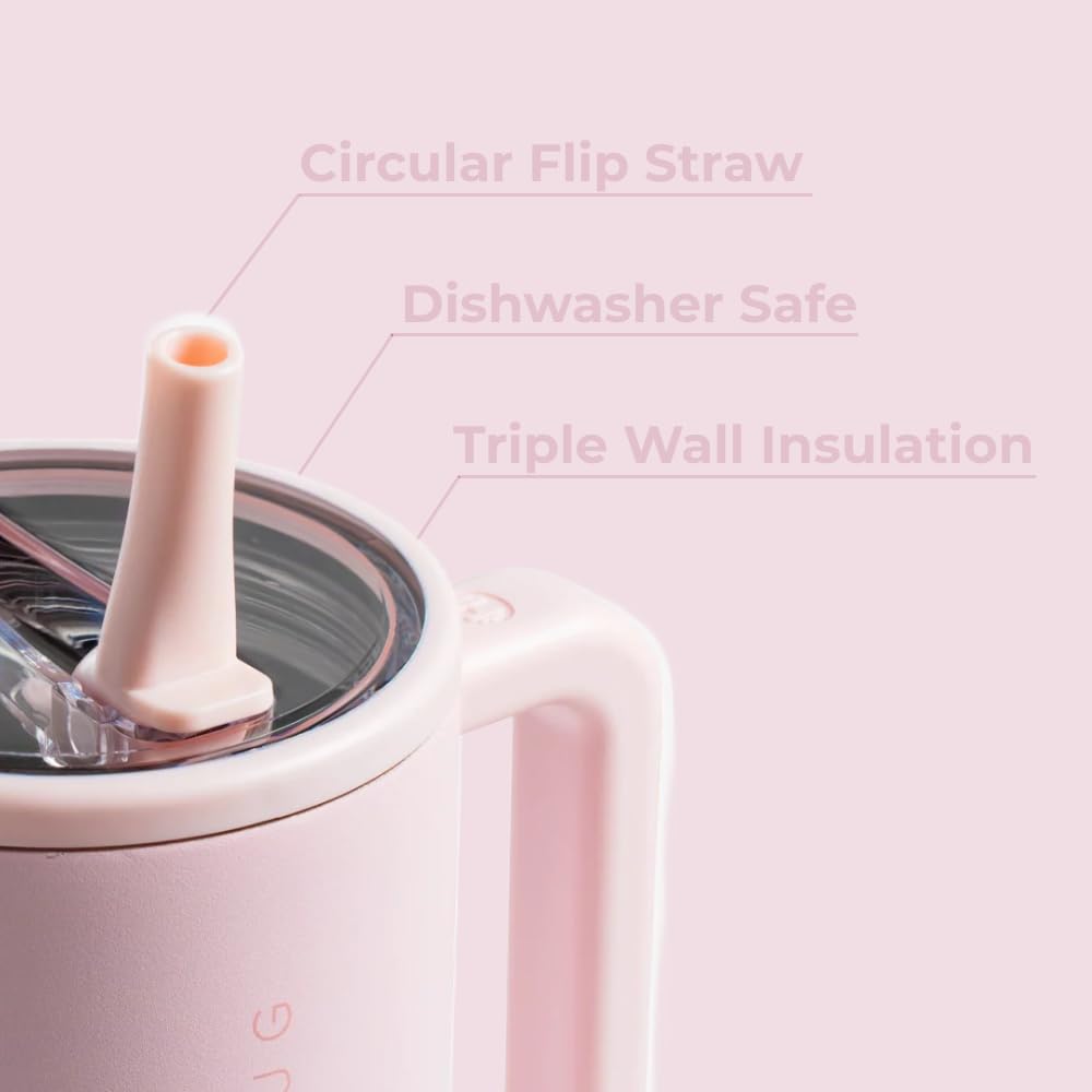 HydroJug Traveler circular flip straw enables quick, spill-minimized sipping.