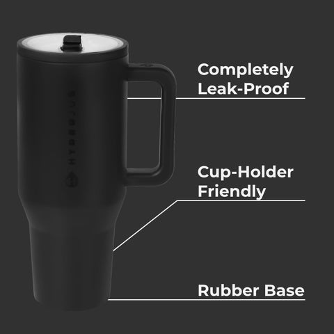 HydroJug Traveler circular flip straw for quick sipping.