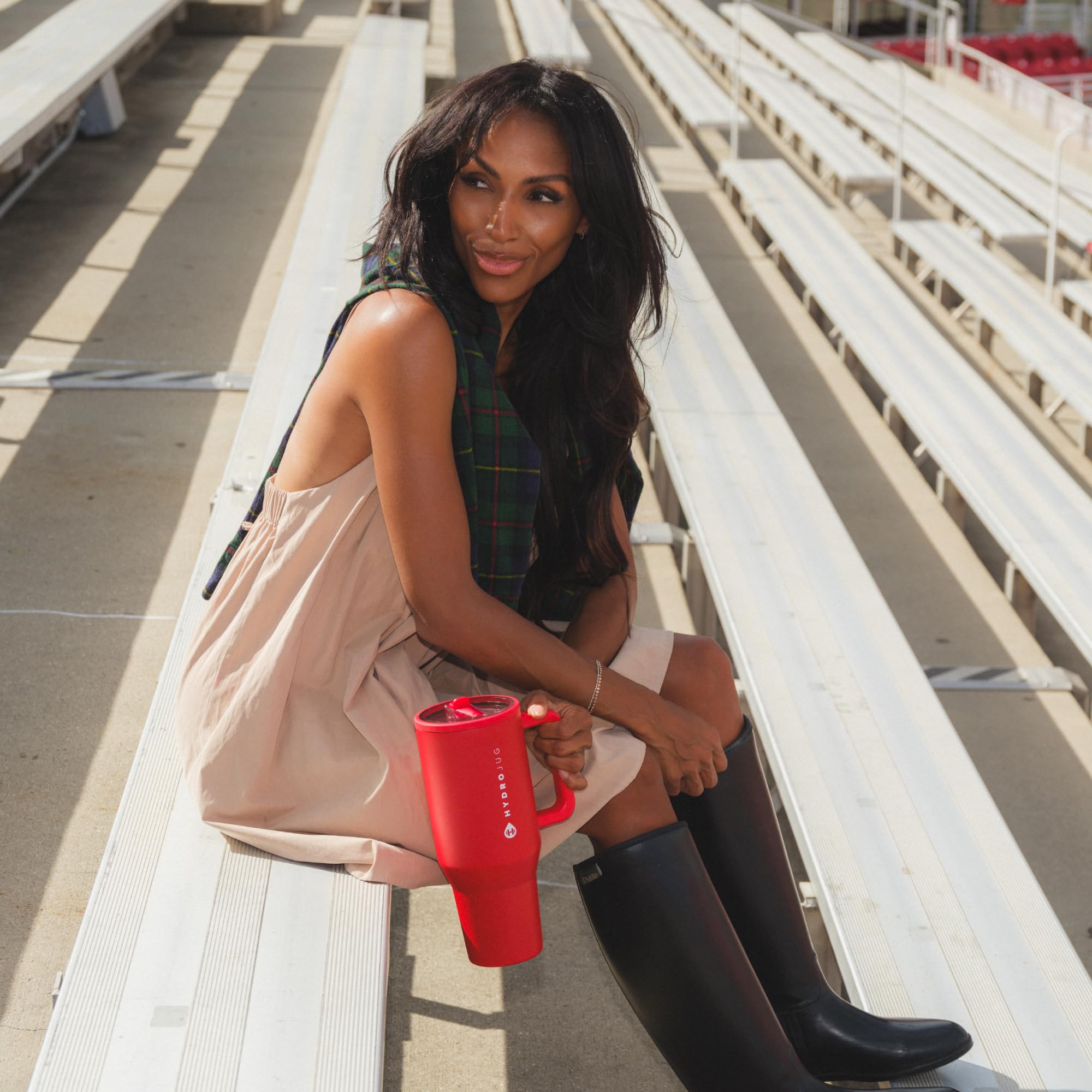 HydroJug Traveler fits most car cup holders for easy travel.