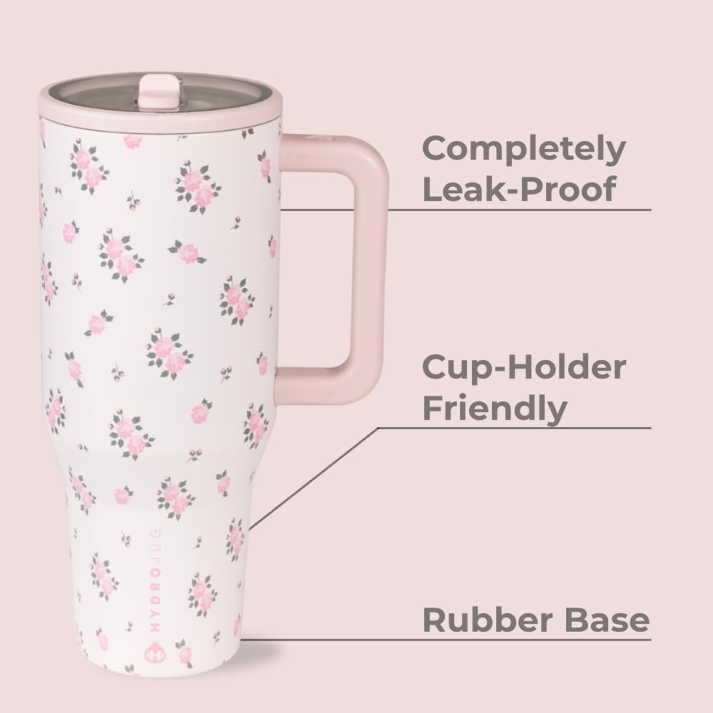 HydroJug Traveler fits cup holders, ideal for car trips.