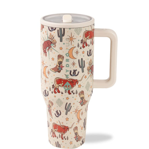 HydroJug Traveler with handle and flip straw for easy one-handed sipping on the go.