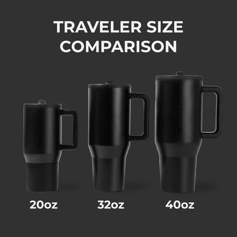 HydroJug Traveler insulated stainless steel keeps beverages hot or cold.