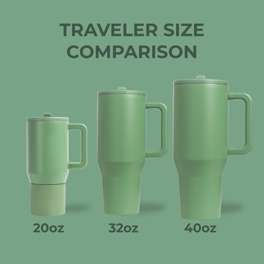 HydroJug Traveler Sage triple-wall insulation keeps beverages hot or cold.