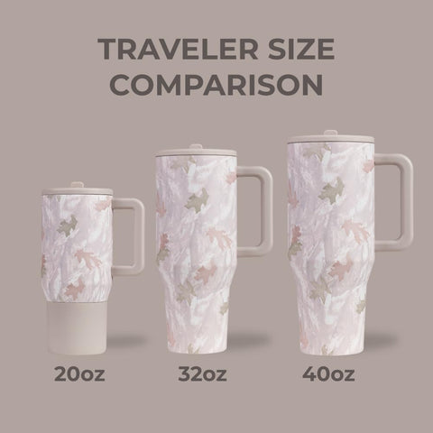 HydroJug Traveler stainless steel insulation preserves cold or hot beverages.