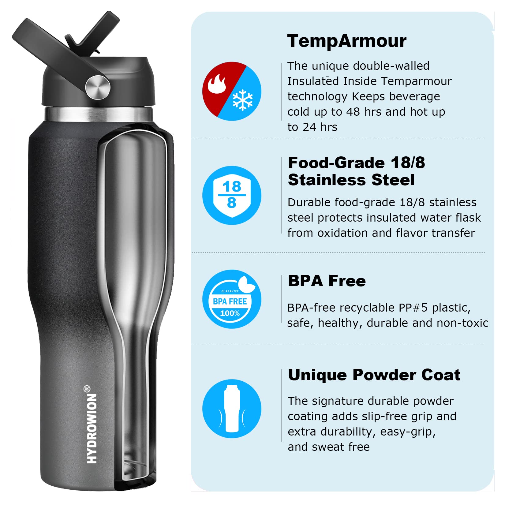 HYDROWION 18-8 stainless steel guards flavor and rust resistance