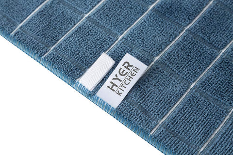 HYER KITCHEN blue lattice towels add color and are ideal for daily drying.