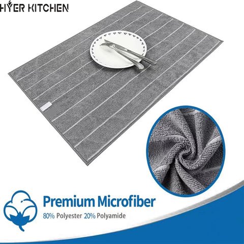 HYER KITCHEN microfiber towel demonstrates absorbency up to six times its weight.