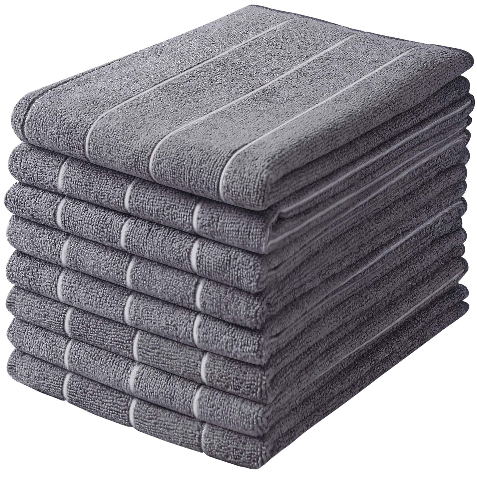 HYER KITCHEN microfiber towels with stripe grey design, 26x18 inches for quick drying.