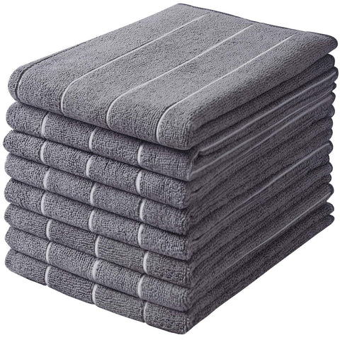 HYER KITCHEN microfiber towels with stripe grey design, 26x18 inches for quick drying.