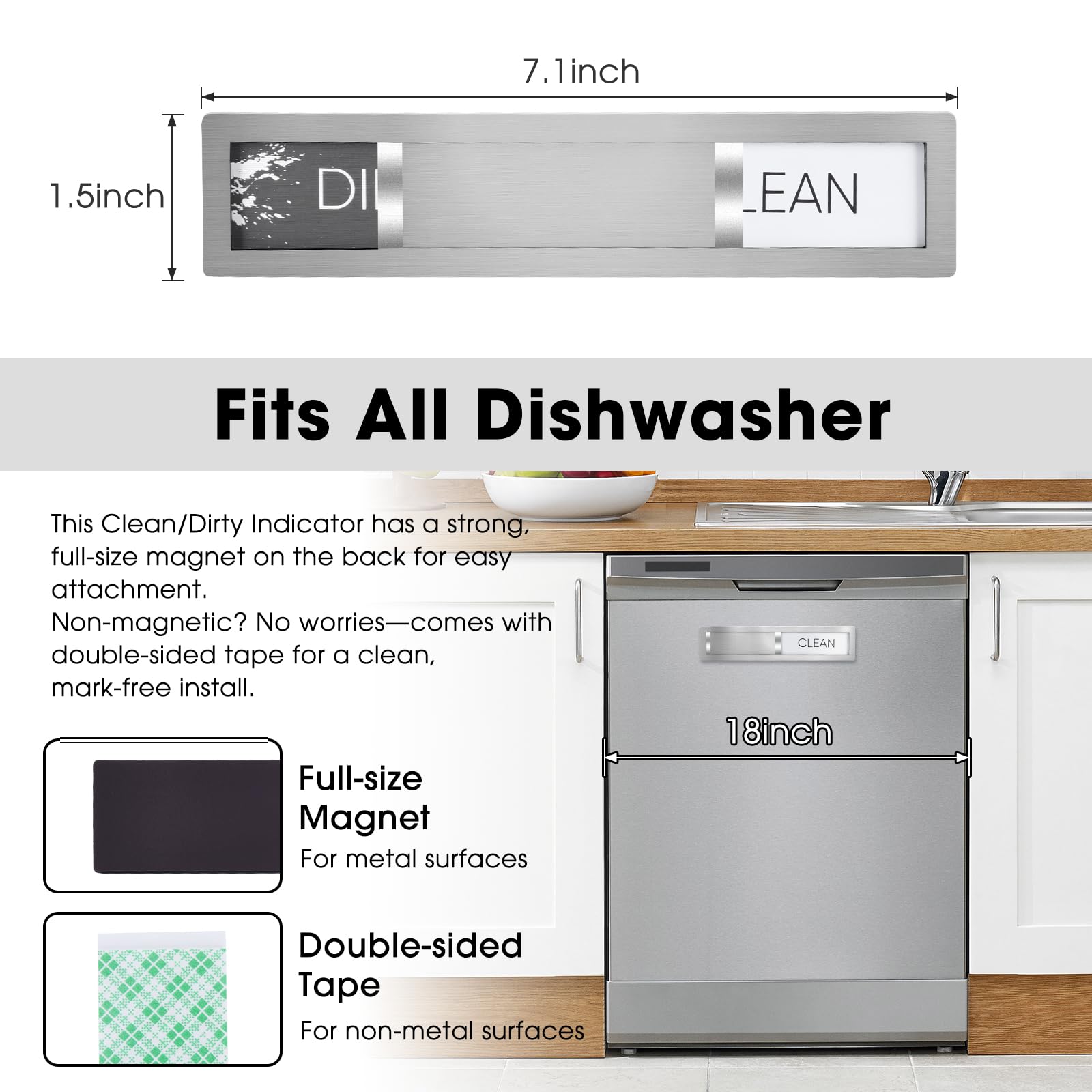 HYF DESIGN Stainless steel magnet with anti-fingerprint finish for a durable kitchen accessory.