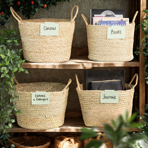 Hygge & Sage non-slip pads stabilize labels on wire shelving.