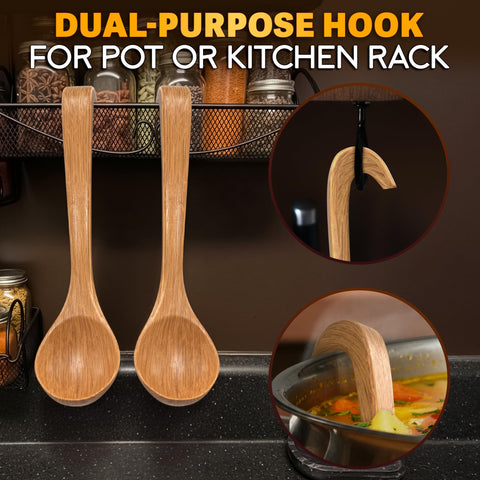 HYQO durable wooden ladle gentle on nonstick cookware