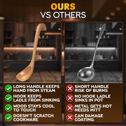 HYQO hand-wash recommended ladle to protect lacquer and finish