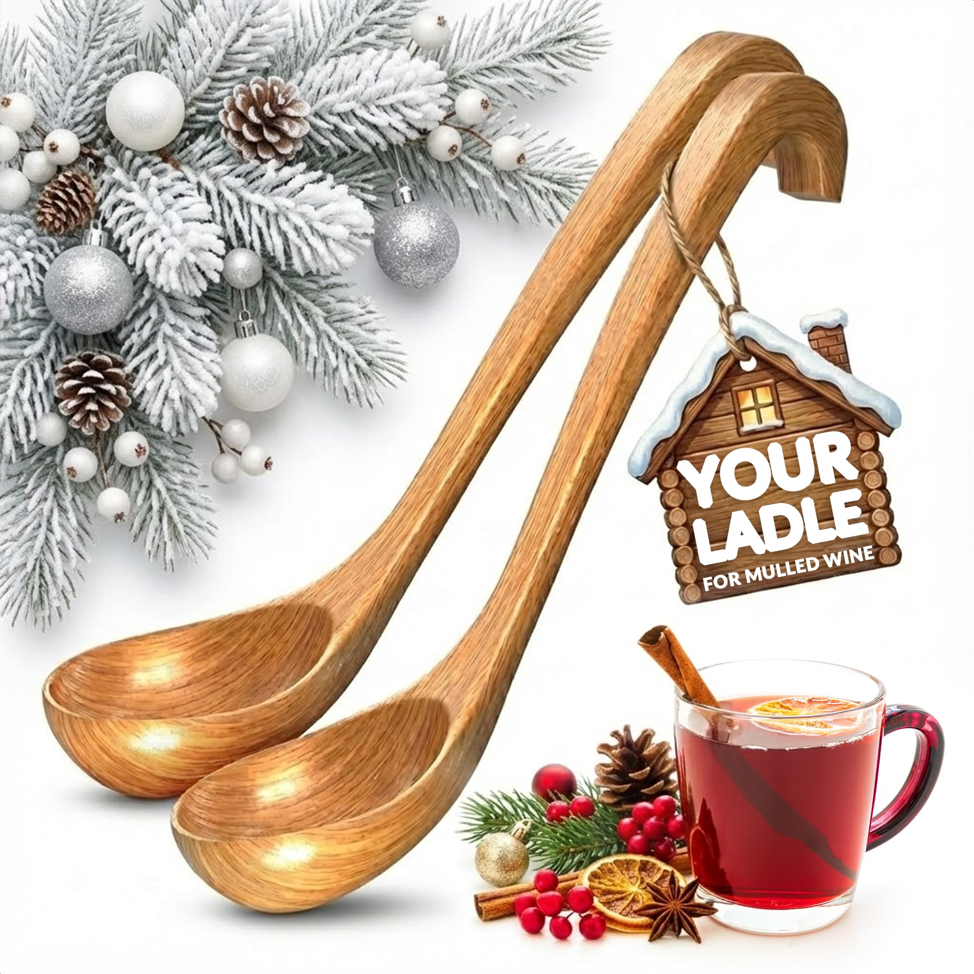 HYQO wooden ladle for soup in 10.8x2.8 inch size for precise portions