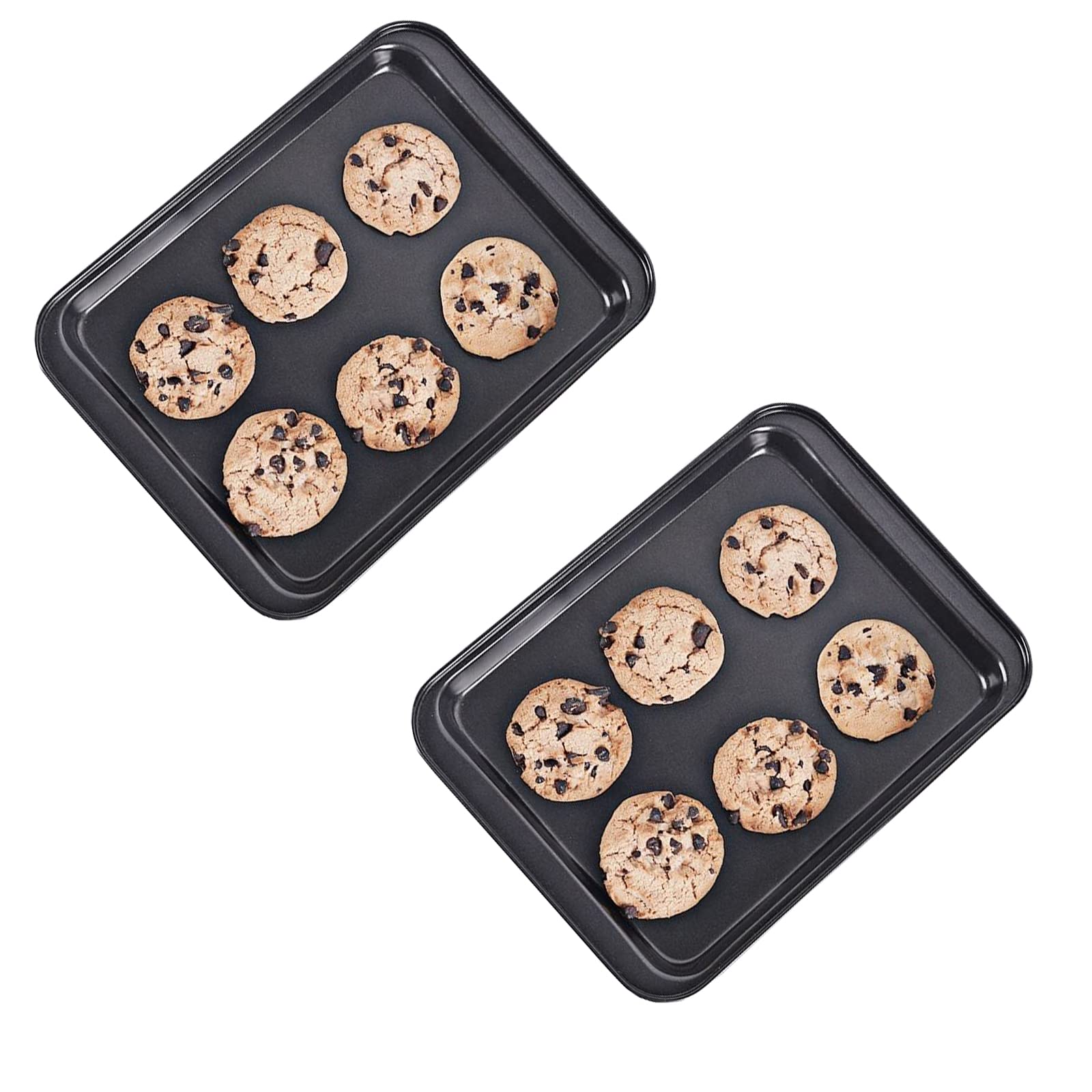HYTK small baking sheet with outer size 9.45 x 7.09 inches for compact toaster ovens.