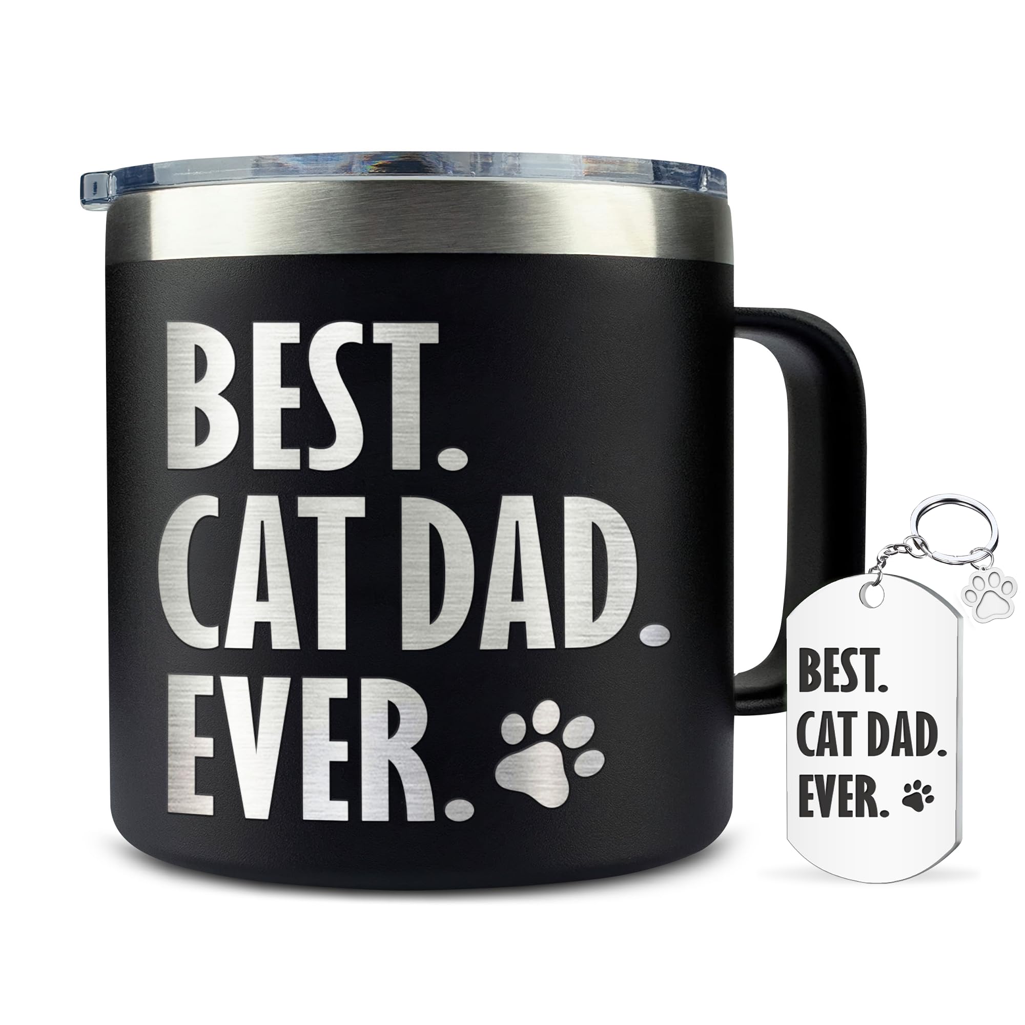 Hyturtle cat dad mug close-up showing durable vacuum insulation for beverages on the go