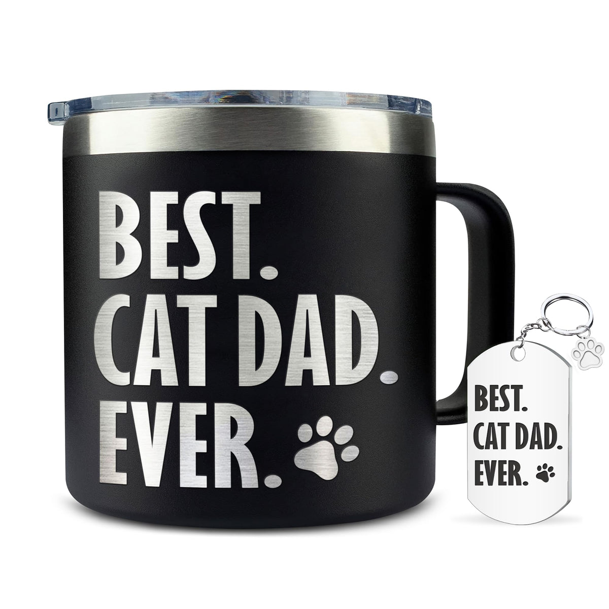 Hyturtle cat dad mug close-up showing durable vacuum insulation for beverages on the go