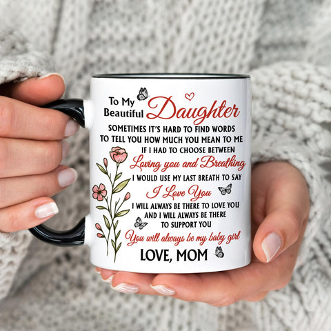 Hyturtle To My Daughter mug handle close-up with comfortable grip
