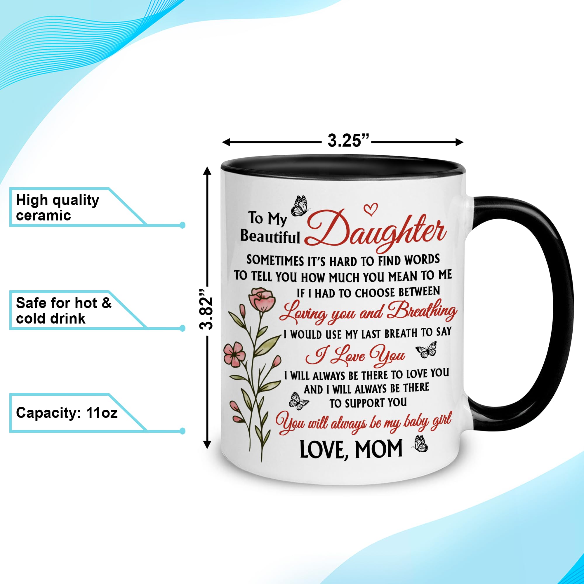 Hyturtle To My Daughter mug printed on both sides for clear messaging