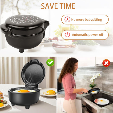 Hyvance Smart Fried Egg Cooker non-stick coating facilitates easy release and quick cleanup.