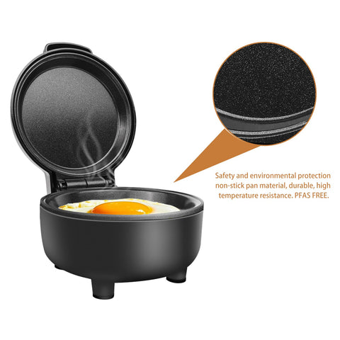 Hyvance Smart Fried Egg Cooker round design fits compact kitchens and small countertops.