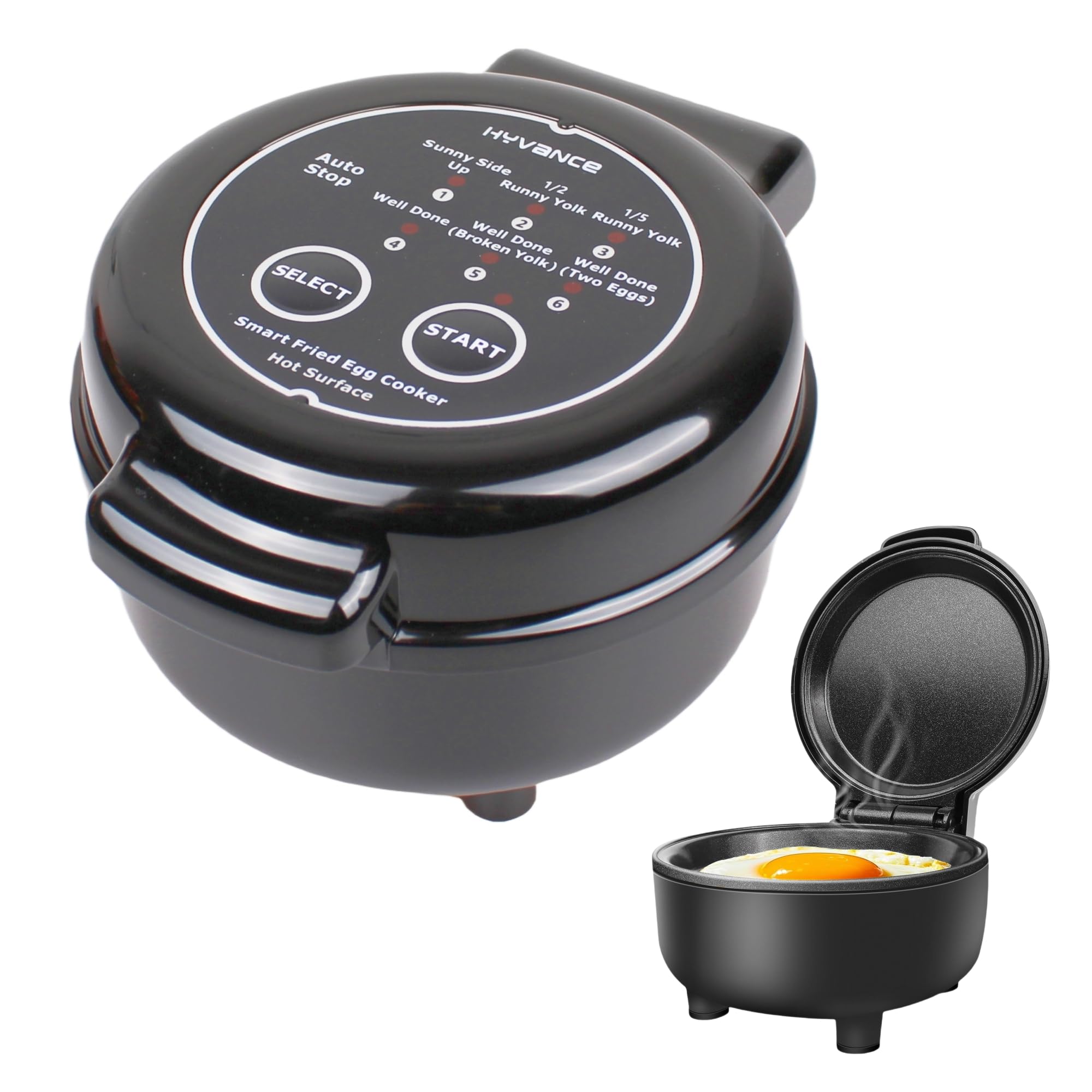 Hyvance Smart Fried Egg Cooker sunny-side-up eggs with precise heat for perfect yolks.