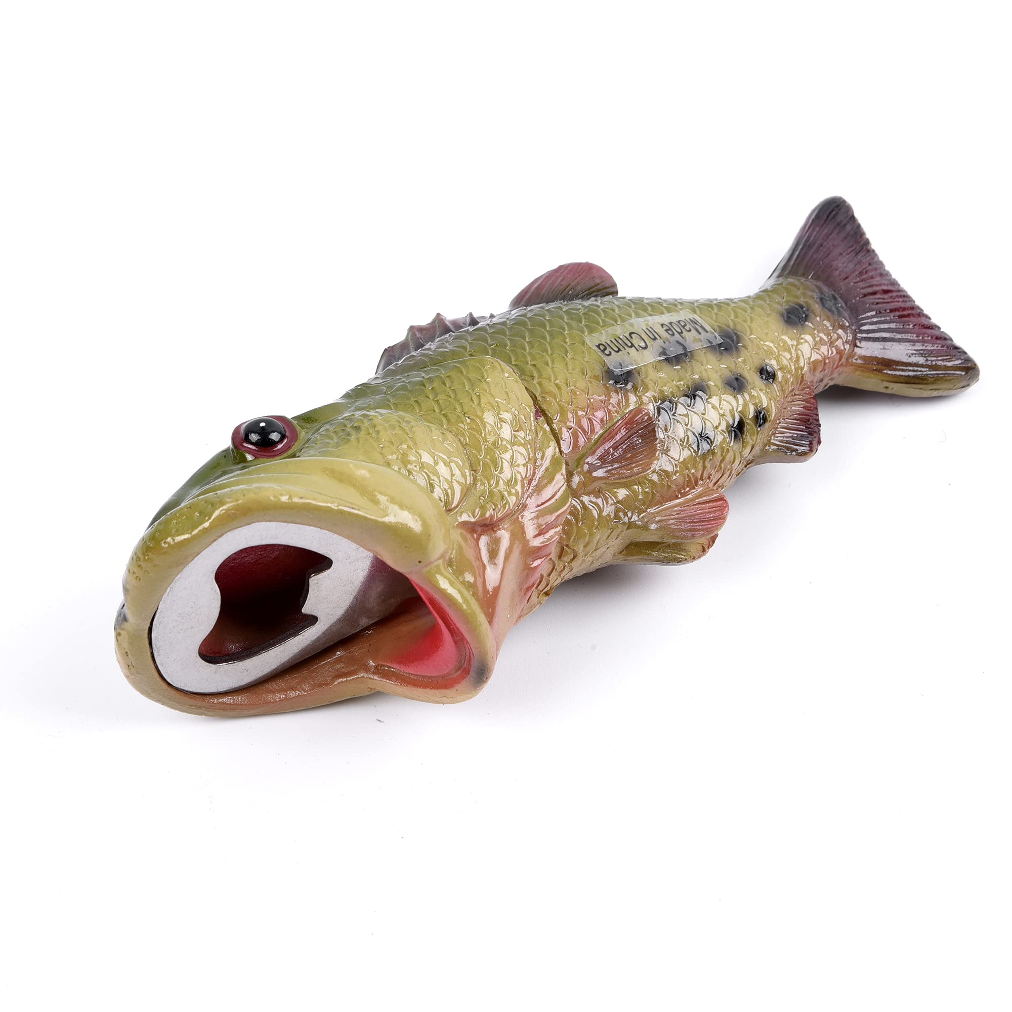 HYYF Bass Fish Opener resin detail highlights eco-friendly material and durability.