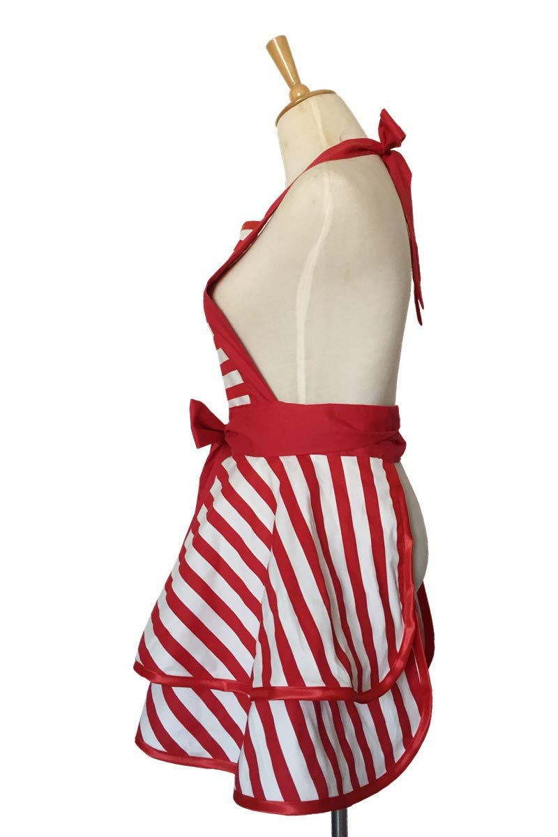 Hyzrz red apron on cafe or restaurant staff, reliable workwear.