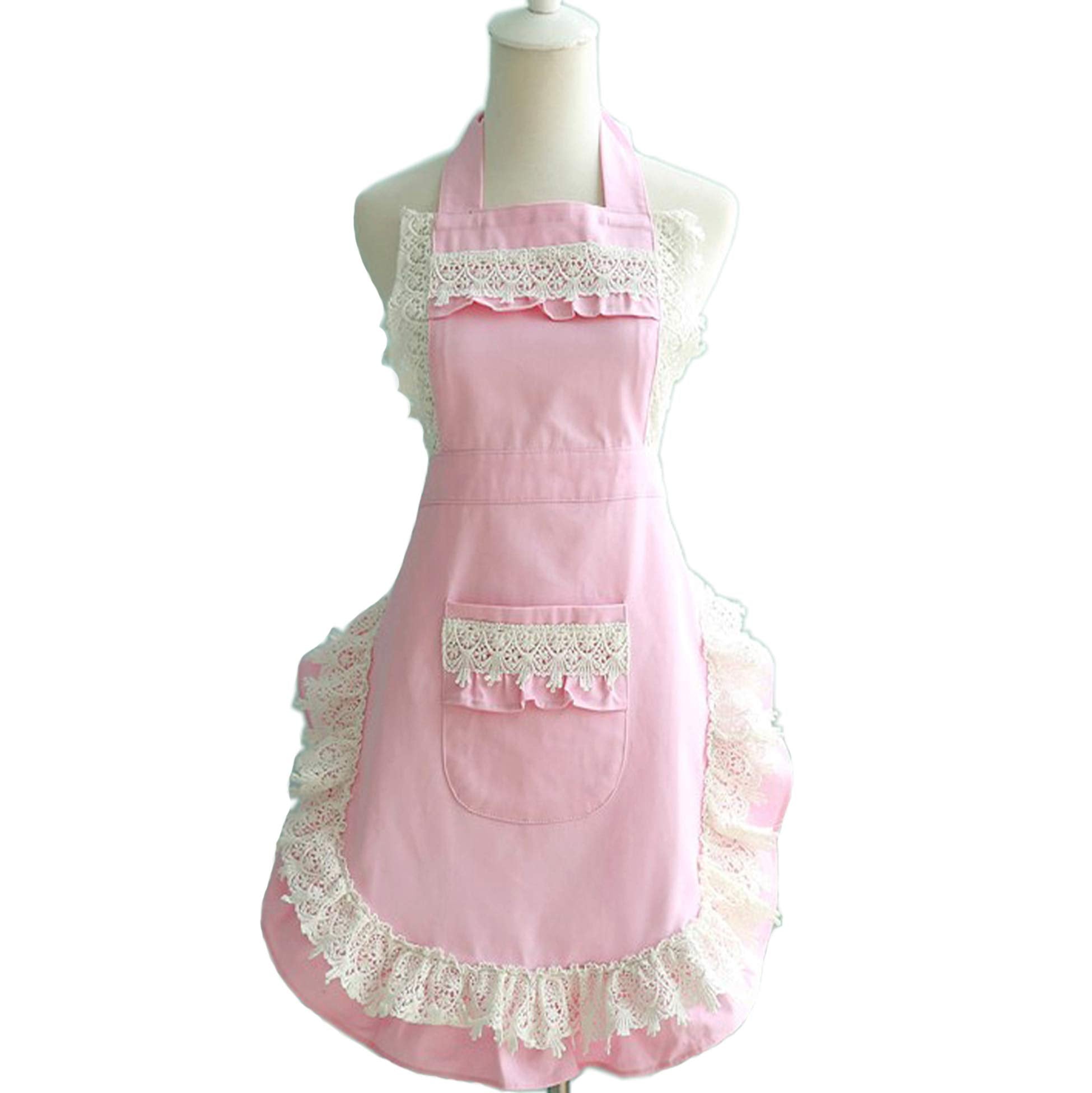 Hyzrz pink apron with two pockets supports organizing utensils during cooking.