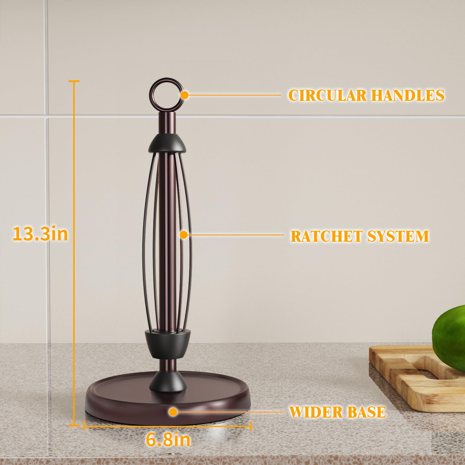 HZE stainless steel construction with bronze finish ensures durability.