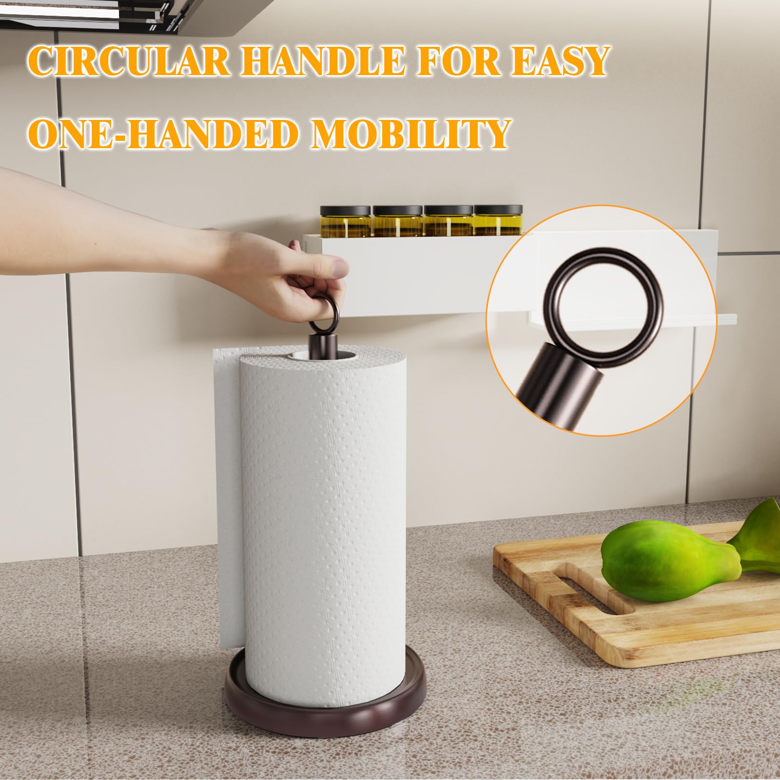 HZE weighted base with non-slip pad keeps holder steady.