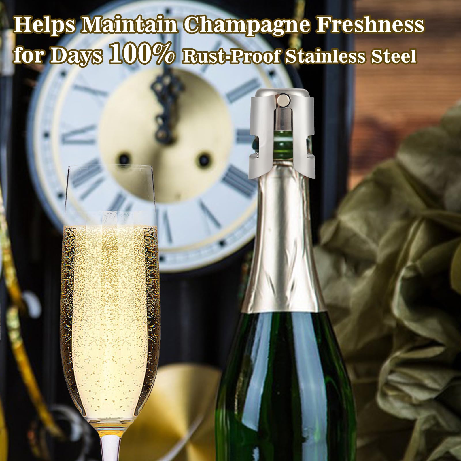 I-MART Prosecco bottle seal keeps sparkling wine fresh between pours.