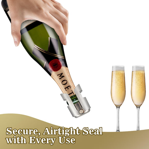 I-MART high-gloss stopper seals champagne bottles to minimize fizz loss.