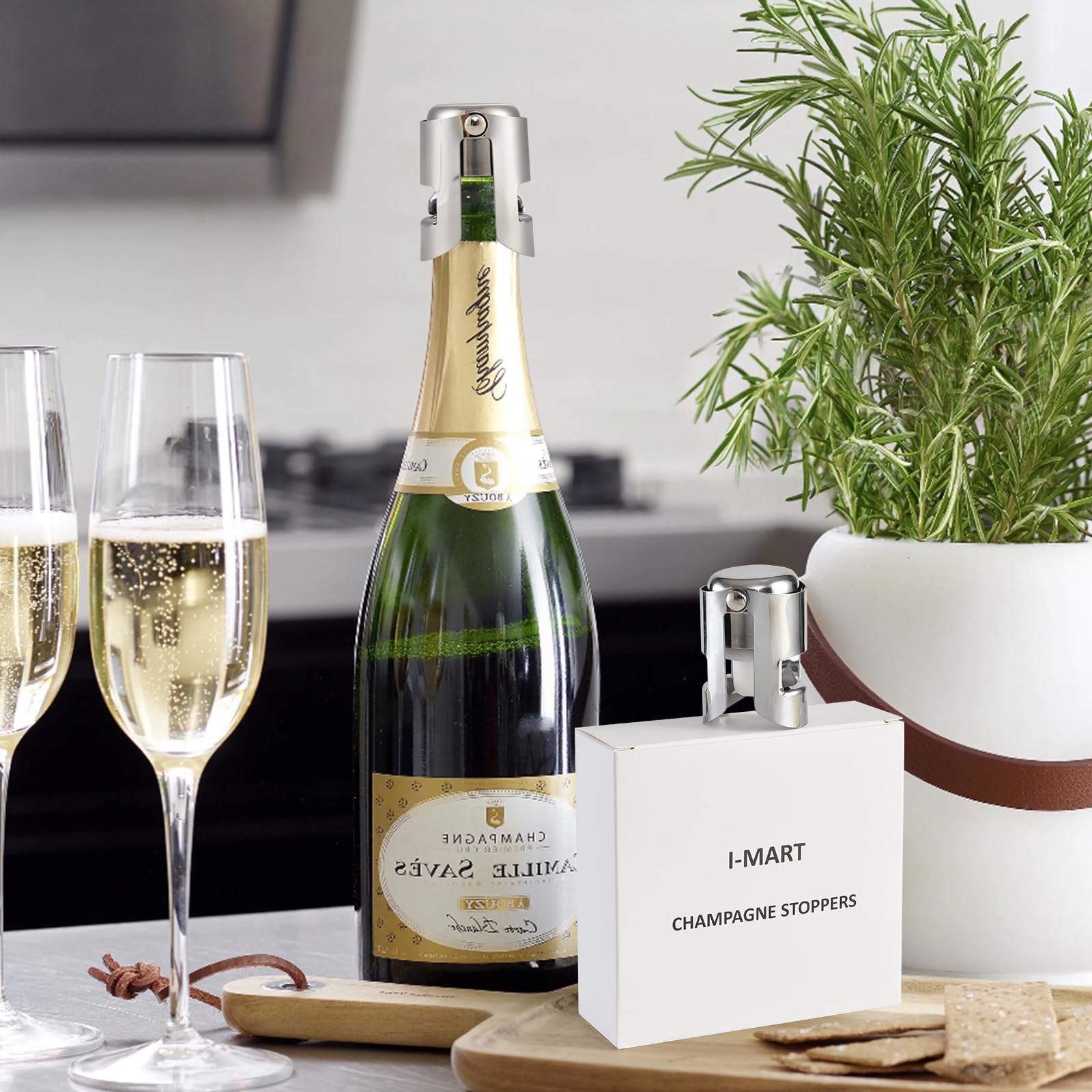 I-MART stainless-steel champagne stopper offers a reusable, durable bottle seal.