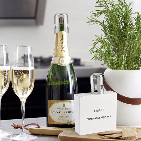 I-MART stainless-steel champagne stopper offers a reusable, durable bottle seal.
