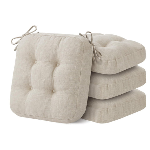 IASEAHK memory foam chair cushions, beige, front view for enhanced dining comfort.