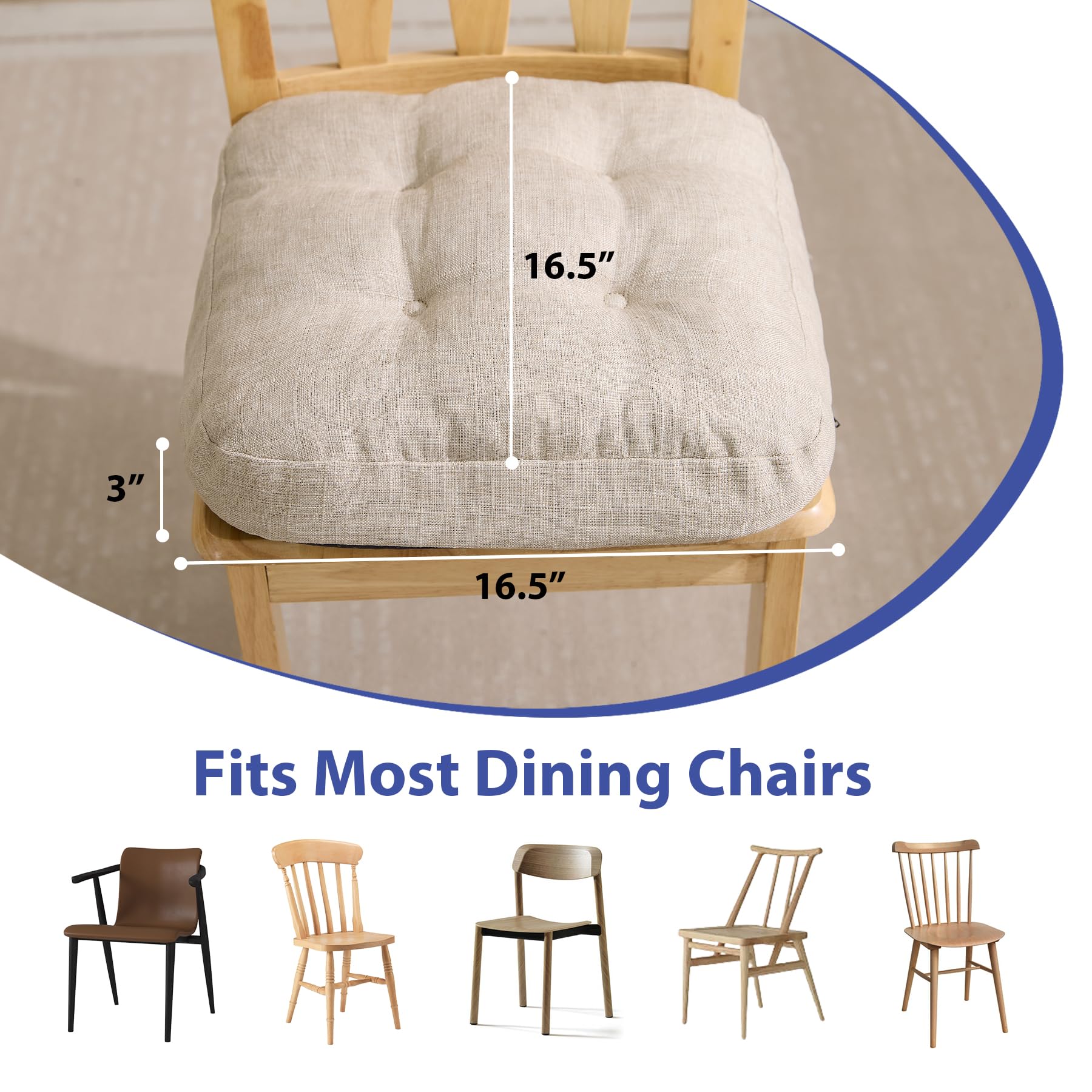 IASEAHK cushions show non-slip bottom and ties for secure seating.