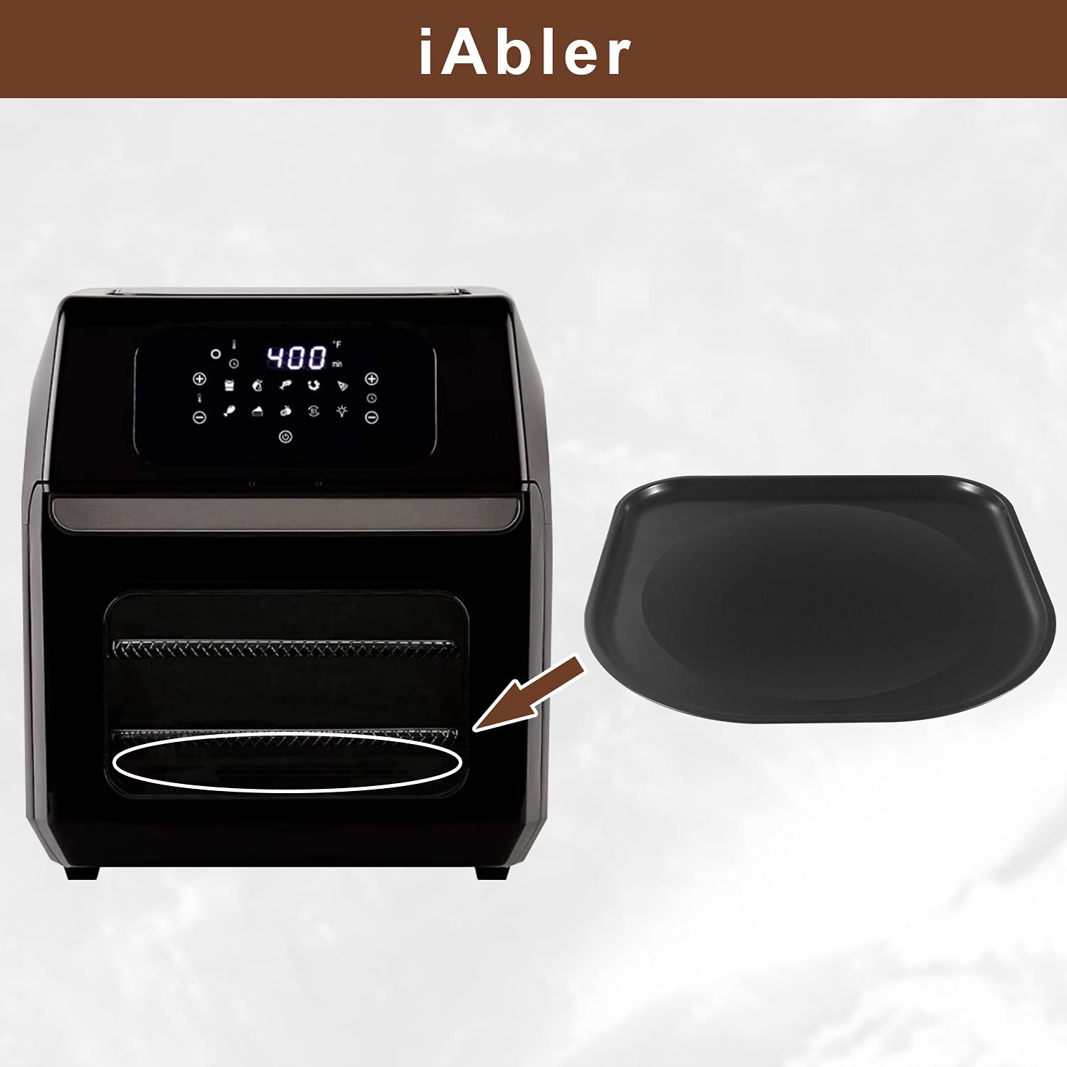 iabler original air fryer drip tray for PowerAirFryer Oven Deluxe 6qt simplifies cleanup after roasting