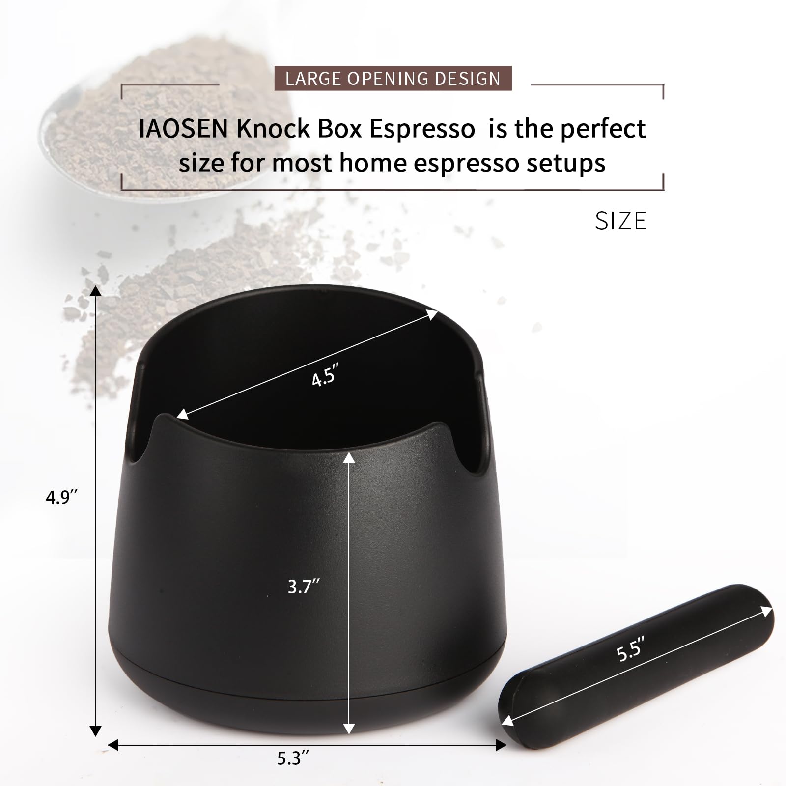 IAOSEN knock box inner vessel easy-clean design for rinsing away grounds.