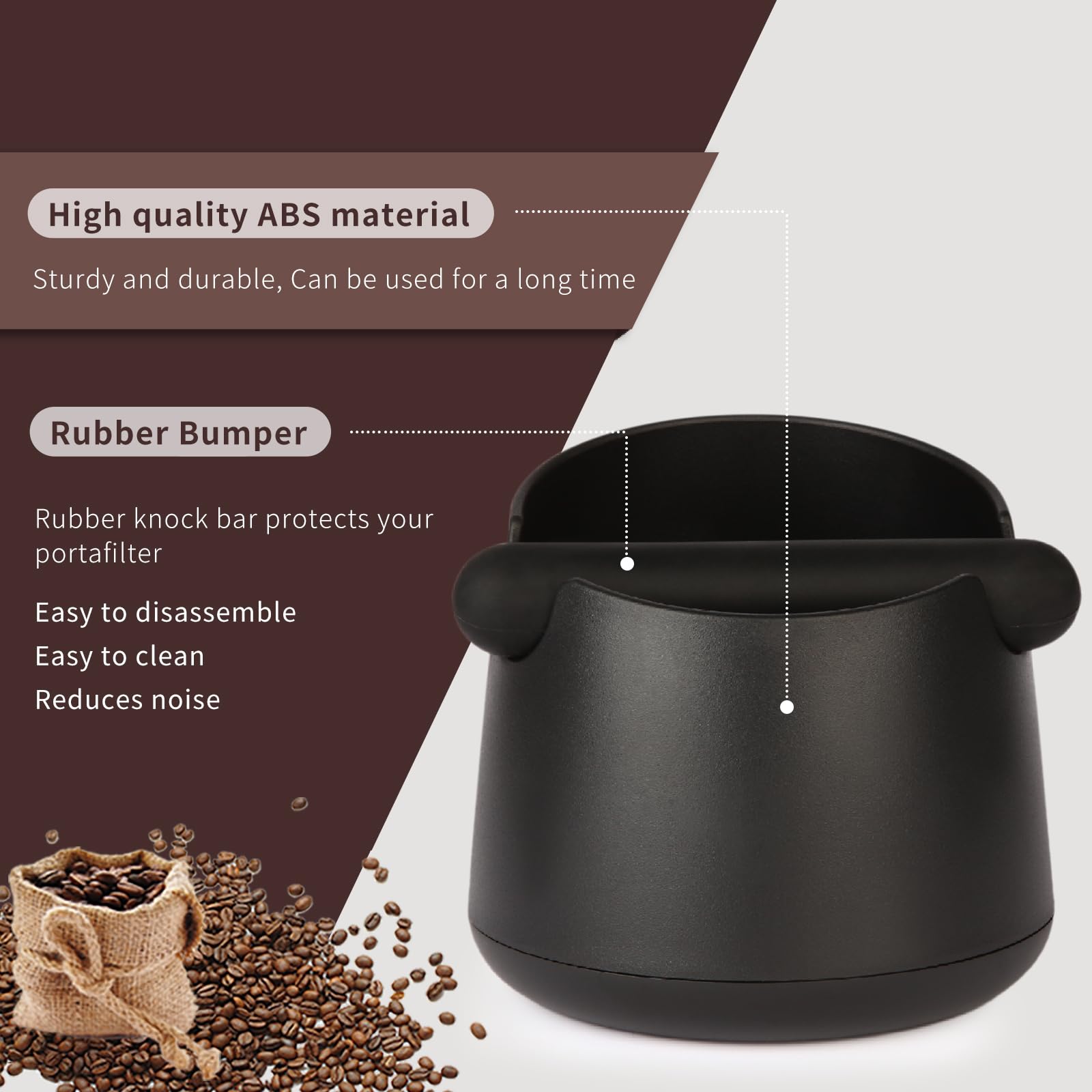 IAOSEN knock box highlighting rubber bar with steel core to dampen impact.