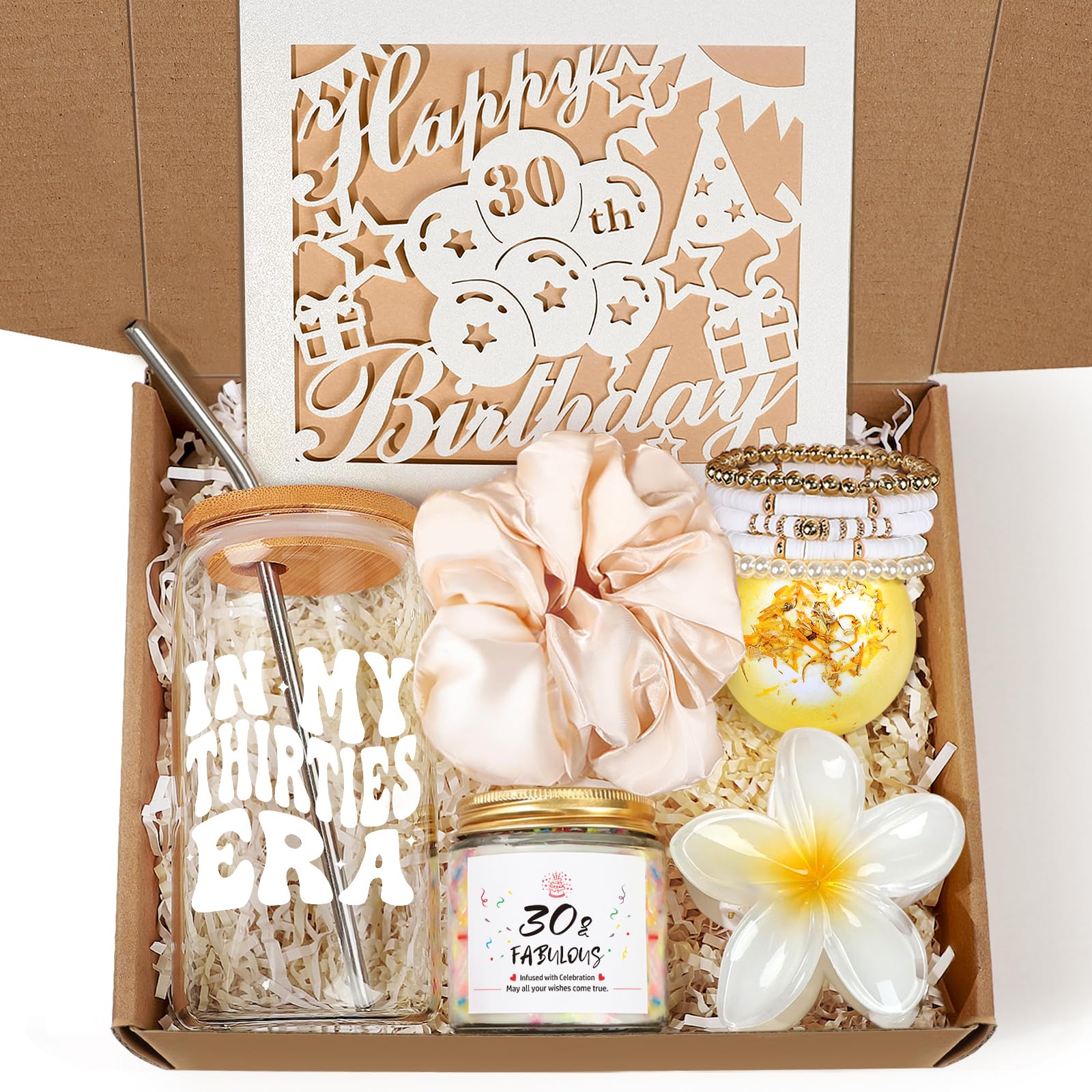 iaovueby 30th birthday gift glass cup with lid, ideal for stylish beverages.