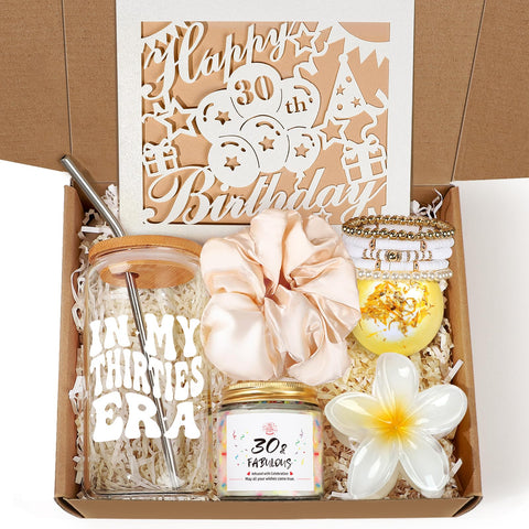 iaovueby 30th birthday gift glass cup with lid, ideal for stylish beverages.