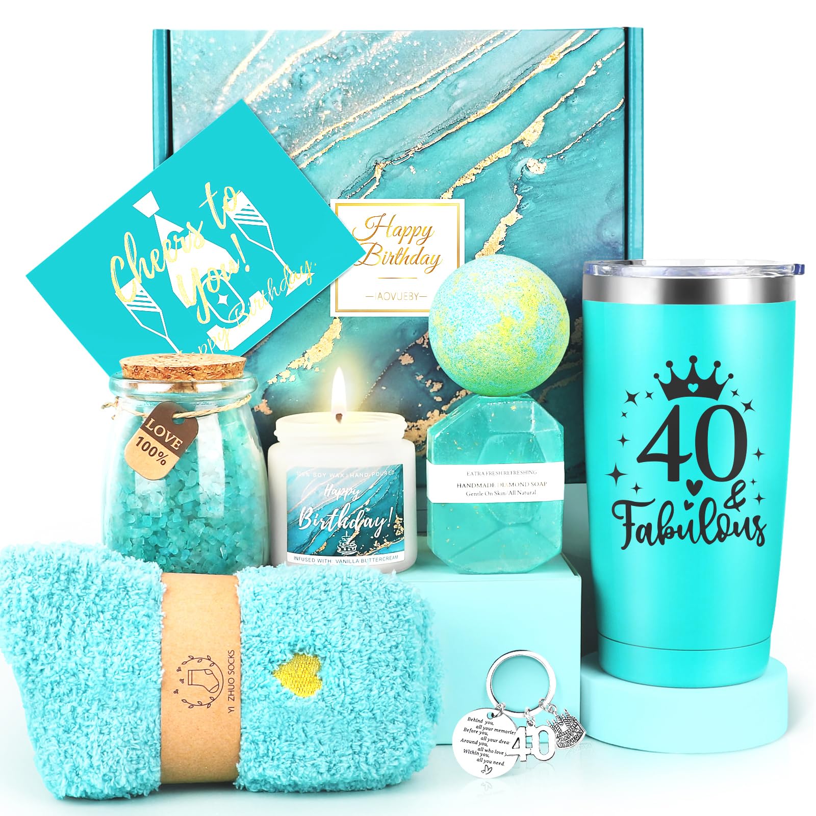 iAOVUEBY 40th birthday tumbler keeps beverages hot or cold on the go.