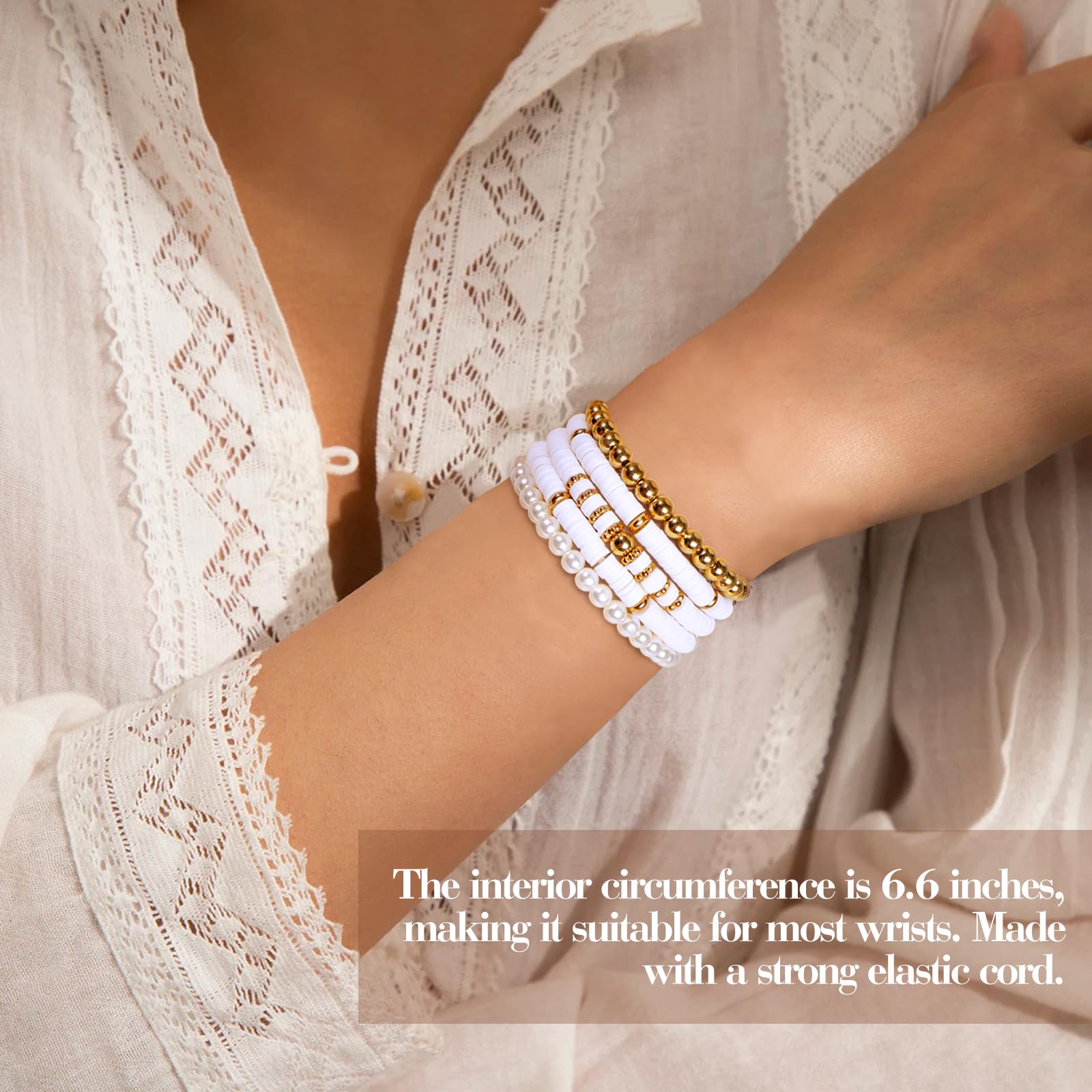 iaovueby clay bead bracelets are adjustable and lightweight for versatile styling.